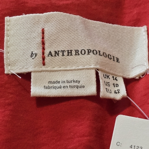 Anthropologie Red Size 10 New Wide Leg Pleated Dress Pants Pockets - Picture 7 of 9
